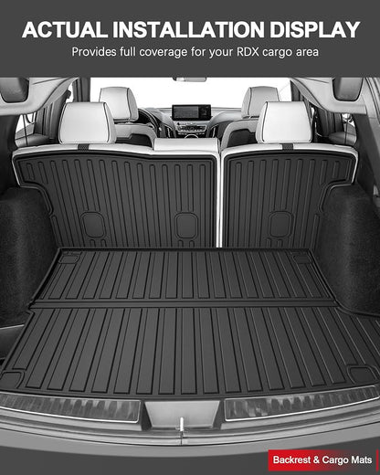 Floor Mats Fit for 2019-2026 Acura RDX - Custom Fit All Weather TPE Floor Liners Cargo Liner with Backrest Mats for RDX Accessories Full Set, Black