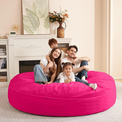 HABUTWAY XX-Large Bean Bag Chair: Giant 7' Memory Foam Furniture Bean Bag Chairs for Adults with Microfiber Cover 7Ft (Hot Pink)