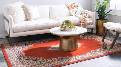 Unique Loom Reza Collection Traditional Persian Style Area Rug, 9 x 12 ft, Terracotta/Ivory