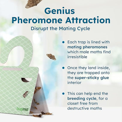 BugMD Clothes & Pantry Moth Traps – Sticky Glue Pheromone-Based Repellent
