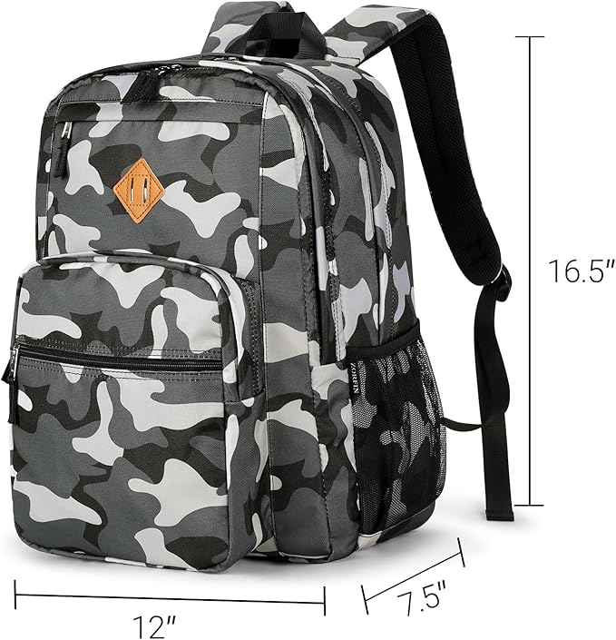 ZORFIN 26L Backpack for College, and Travel: Water Resistant Bookbag - Camo Black