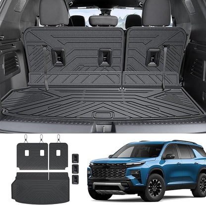 Cargo Mat Backrest Mats for 2024-2026 Chevy Traverse & 2024-2026 GMC Acadia & 2025 2026 Buick Enclave, Fit Both 7 & 8 Seats, All Weather TPE Cargo Liner Trunk Mat Car Accessories