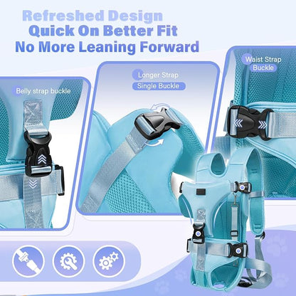 YUDODO Front Pet Carrier Backpack for Small Dog, Legs Out Dog Chest Carrier | Safety Belt, Ergonomic Support, Hands Free, Durable & Comfortable, For Walking Hiking Cycling, Blue, M