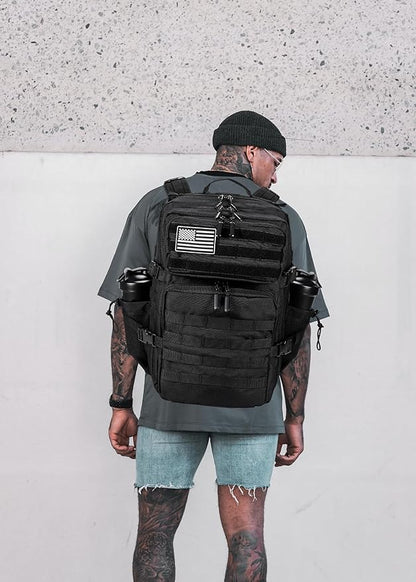 LHI Military Tactical Backpack for Men and Women 45L Army 3 Days Assault Pack Bag Large Rucksack with Molle System - Black