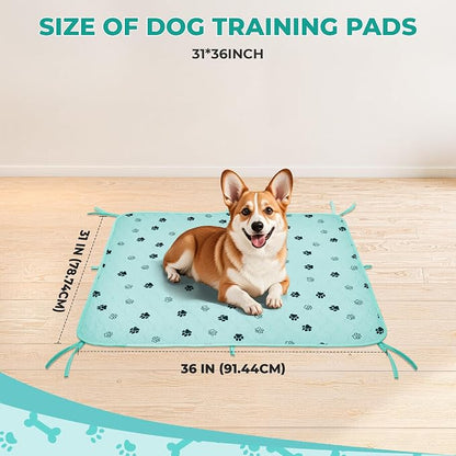 Fostanfly Washable Pee Pads for Dogs, 2 Pack Large 31"x36" Ultra-Absorbent and Leak-Proof Non-Slip Reusable Potty Training Pads for Dogs, Cats, Puppy, Potty of Add 8 Lanyards, Green