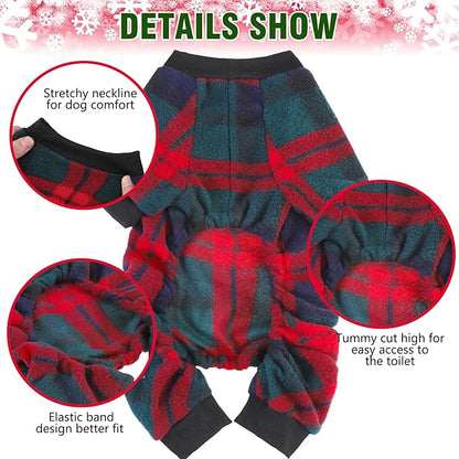 SCENEREAL Dog Pajamas for Small to Large Dogs Soft Pet Sweater Clothes Warm Puppy Onesie Outfits for Doggie Winter Christmas - Dog Jammies Pjs