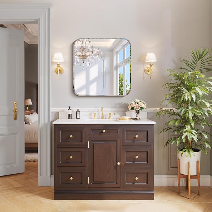 CILIBER Frameless Mirror, 24x24 Beveled Bathroom Mirrors