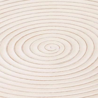 COZAYH 2-Piece Modern Farmhouse Living Room Coffee Table Set, Round Table Natural Finish with Handcrafted Wood Ring Motif, White