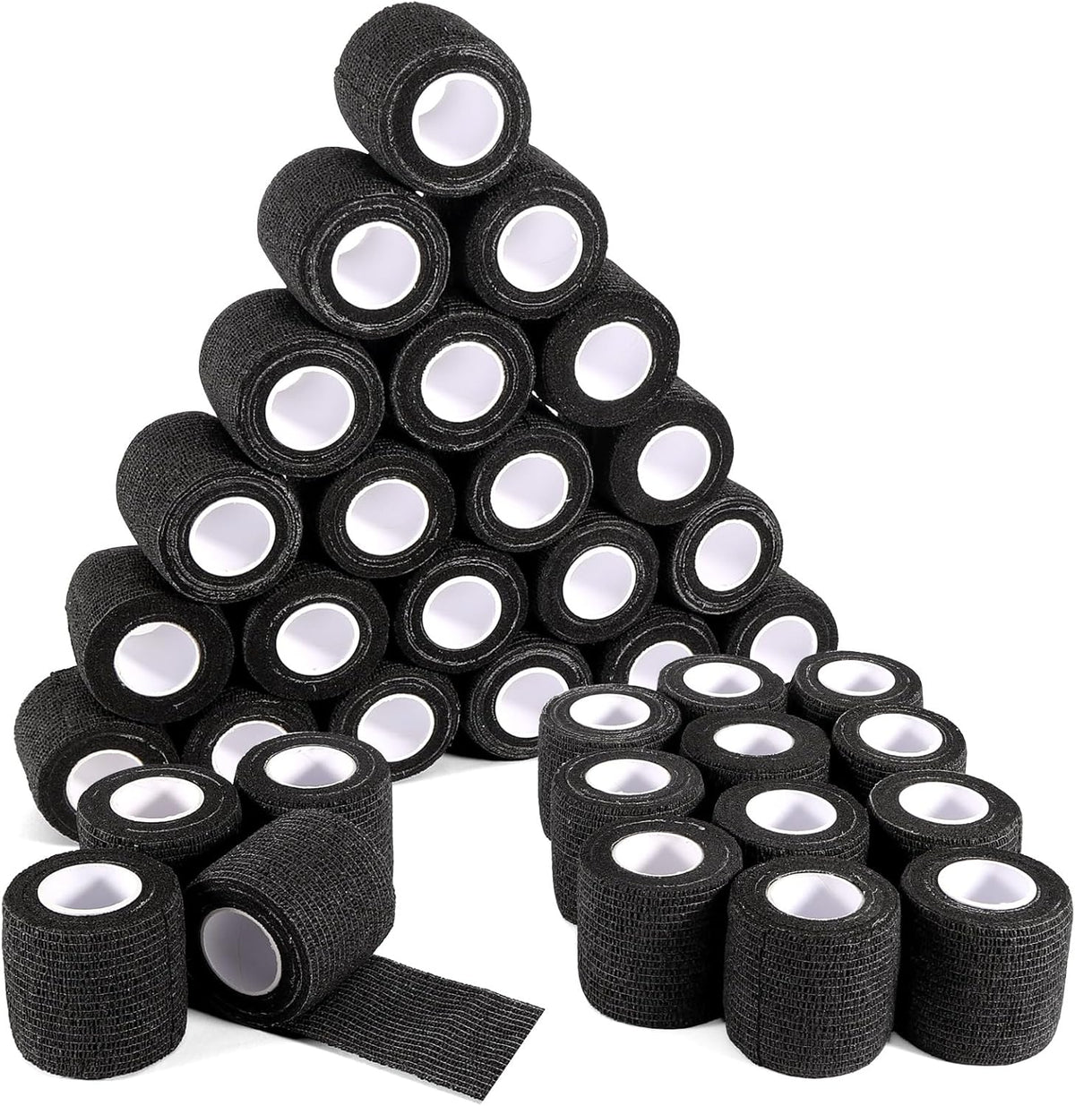 36 Rolls Elastic Self Adhesive Bandage Wrap 2 Inch, Breathable Non Woven Cohesive Bandage, Vet Wrap for Dogs, Ankle Sprains Swelling Medical First Aid Tape, Sports Athletic Tape Black