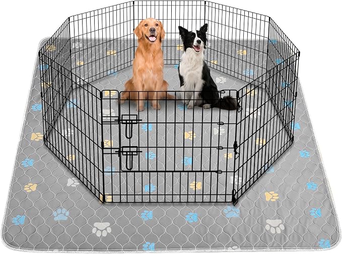 Aitmexcn Washable Pee Pads for Dogs, 1 Pack Extra Large Reusable Puppy Training Pad, Heavy Absorbency, Leak-Resistant Non-Slip Mat for Whelping Boxes, Large Playpens and Senior Dogs, Gray (72"x72")