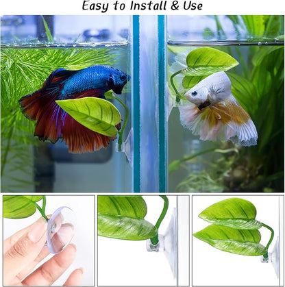 URATOT 4 Pack Betta Fish Leaf Pad Simulating The Natural Habitat for Betta Spawning Grounds Breeding Resting Bed
