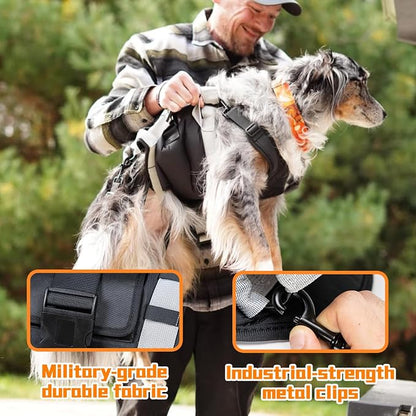 Dog Lift Harness for Large Dogs,Full Body Dog Sling Carrier, Black, XL | Help Support Big, Elderly Pet with Arthritis, Front/Rear Legs Assistance with Handle, for Lifting Injured Dogs Up Stairs