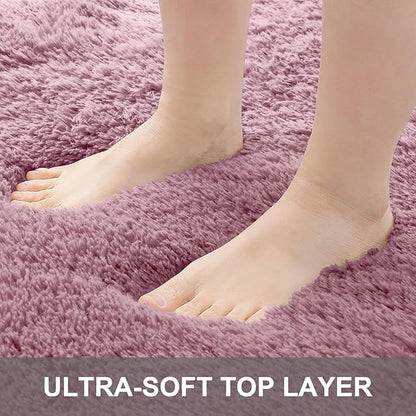 OLANLY Area Rugs for Living Room Bedroom, Machine Washable 4x5.9 ft Soft Fluffy Shaggy Bedside Rug, Indoor Floor Carpet for Kids Girls and Boys, Dorms, Nursery Rooms, Home Decor Aesthetic, Blush