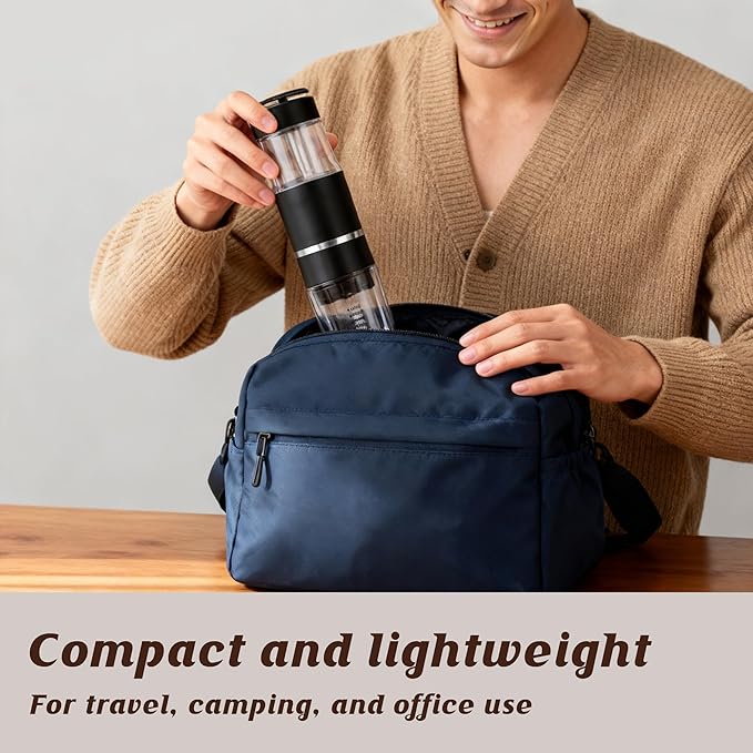 PIQUEBAR Portable Coffee Maker for Ground Coffee & Capsules, Small Espresso