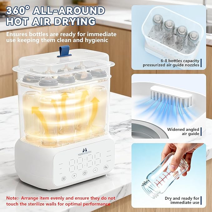 Mammy Bunny 3-in-1 Baby Bottle Sterilizer and Dryer – 6 Smart Modes