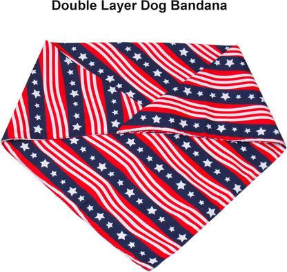 PTDECOR American US Flag Dog Bandana 4th of July Dog Bandanas Reversible Triangle Pet Bibs Scarf for Large and Extra Large Dogs (Style 1, X-Large)