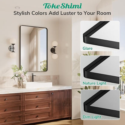 TokeShimi 24x36 Black Bathroom Mirror, Wall Mirror
