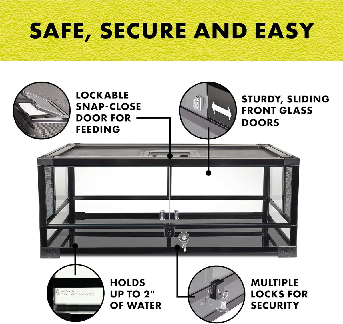 Zilla QuickBuild Reptile 20 Gallon Glass Terrarium Habitat with Swing Door For Geckos, Snakes, Lizards, Frogs, Turtles, and Tortoises, 30" x 12" x 12"