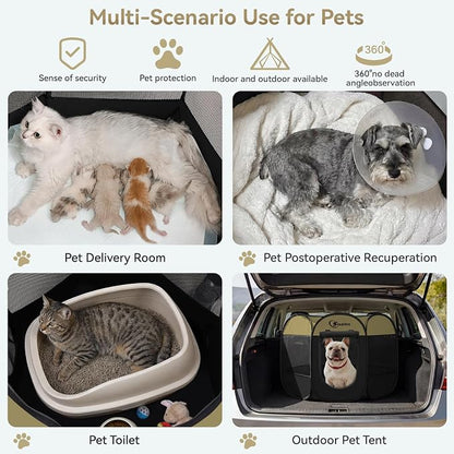 Siedihit Dog Cat Playpen, Medium Puppy Pet Playpen, Dog Crate Tent Cage | Indoor/Outdoor, Portable Pop Up Dogs Kennel Playpen with Carrying Case for Dogs/Cats/Rabbits(Black Khaki, Medium)