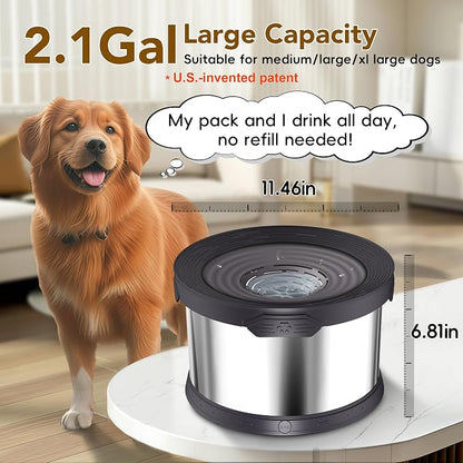 UPSKY 8L Dog Water Bowl No Spill Stainless Steel for Slow Drinking Black | Large Capacity, Spill-proof, Non-slip Design, Durable, For Large Dogs, Messy Drinkers & Multi-pet Homes, Outdoor / Indoor