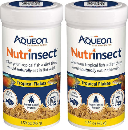 Aqueon Nutrinsect Fish-Free Fish Food, Tropical Flakes, 1.59 oz (Pack of 2)