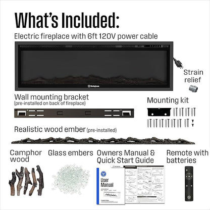 Westinghouse 50 Inch Electric Fireplace Heater, Compatible