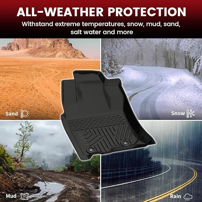 LASFIT Floor Mats for Toyota 4Runner 2013-2024 (Only for 7 Seats) All Weather Custom Fit Floor Liner for Toyota 4 Runner TPE Mats Front&Rear 3 Row Car Mats, Black
