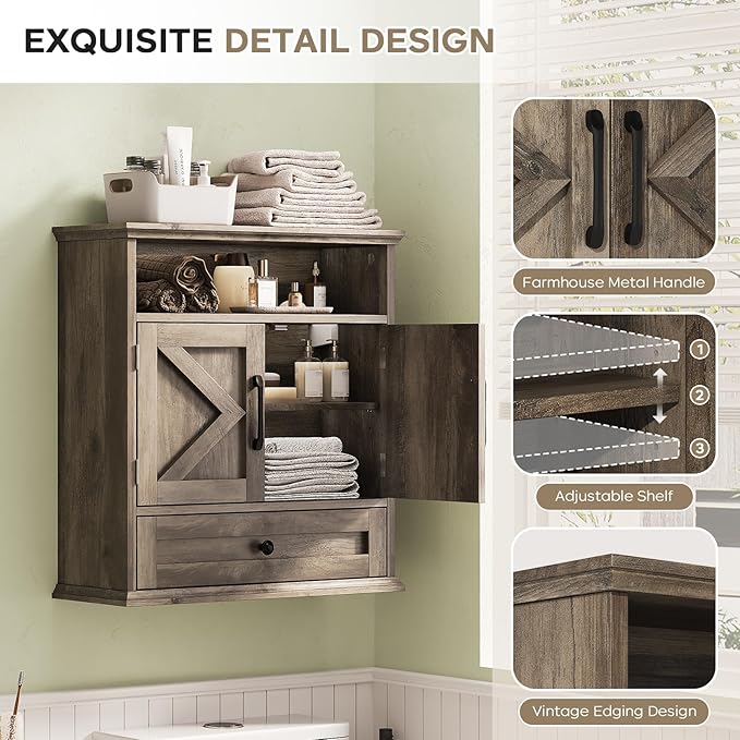 Bathroom Wall Cabinet, Wall Mounted Medicine Cabinet