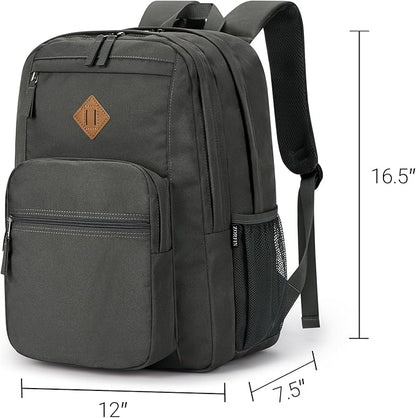 ZORFIN 26L Backpack for College, and Travel: Water Resistant Bookbag - Forge Grey