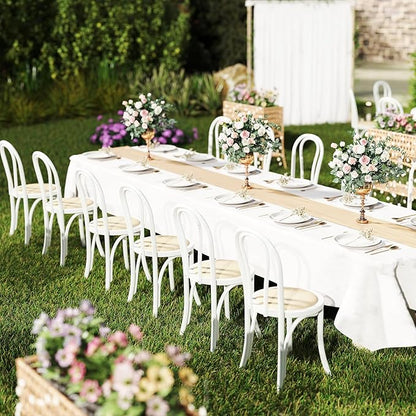 DM Furniture Wedding Chairs, Rattan Dining Chairs Set of 6 French Bistro Chair with Backrest Bentwood Cafe Chair for Dining/Kitchen Room,Home,Banquet, No Assembly Required, White Wood