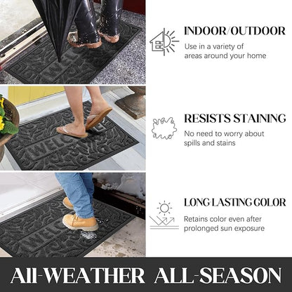 Yimobra Large Welcome Mat 47x24, Waterproof Non-Slip Outdoor Mats for Front Door Outside Entrance, Low-Profile Entryway Mat Indoor for Garage Patio, Grey