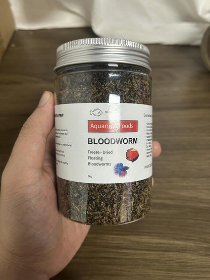 YZHZOM Freeze Dried Blood Worms, Bloodworms for All Tropical Fish Bettas Goldfish Discus Guppy Cichlids Tadpole (2oz)