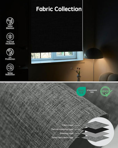 Yoolax Motorized Blinds with Remote, Automatic Window Shades Work with Alexa