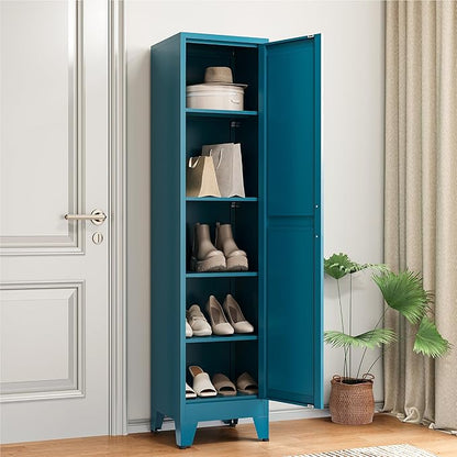 COFaR 67" Tall Pantry Cabinet, Peacock Blue Storage Cabinet