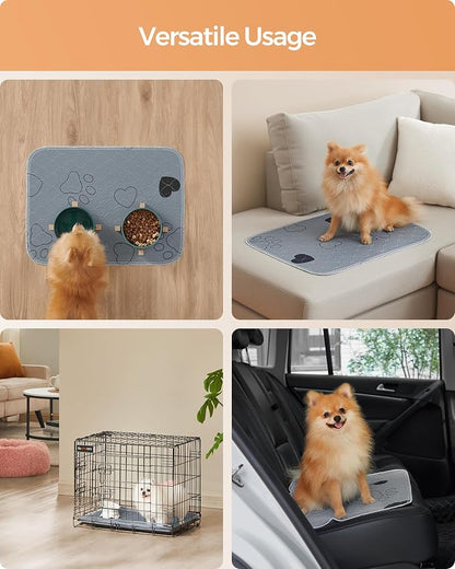 Feandrea Washable Dog Pee Pad, 2 Pack, Reusable, 24 x 18 Inches, S, Waterproof Pet Training, Leakproof, Non-Slip, Super Absorbent, Gray UPTD018G01