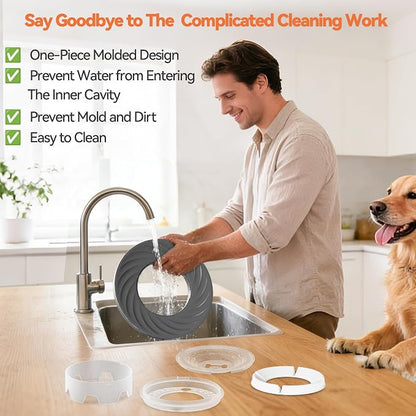 Decflow 12L No Spill Dog Water Bowl for Large Dogs, Stainless Steel Spill Proof Bowls with Suction Cup Anti-Skid Mat, Slow Feeder for Messy Drinkers, Heavy Duty Pet Bowls for Indoor/Outdoor Beige