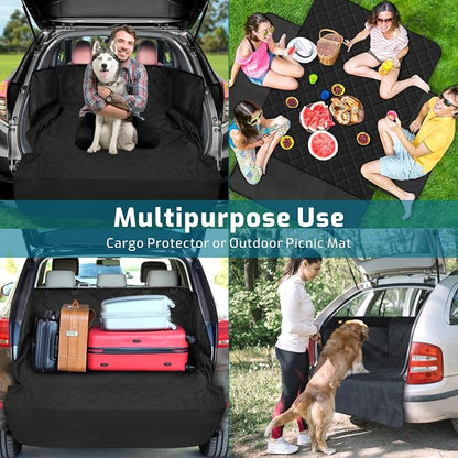 Veckle SUV Cargo Liner for Dogs, Water Resistant Trunk Cover with Side Flaps, Compact to Mid-Size Fit Cargo Area Protector with Bumper Flap for Smaller SUVs, Black