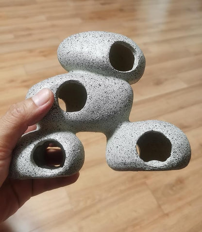 AWXZOM Aquarium Rock Decorations Resin Cichlids Rock with Artificial Moss Betta cave Betta Fish Tank Accessories Fish hides for Aquarium (Rock Cave)