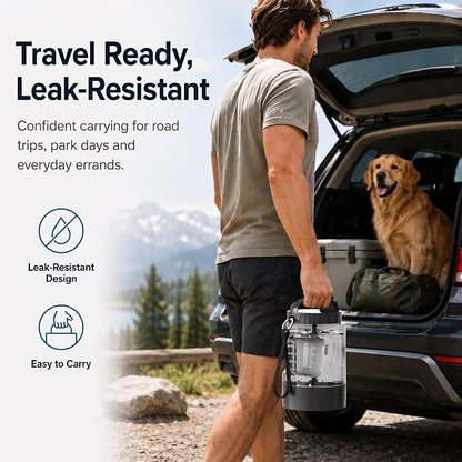 lesotc Portable Dog Water Bowl Dispenser - 77oz Travel Water Bottle | Pop-Out Drinking Bowl, No-Spill Design for Camping, Hiking & Car Rides - Keep Your Dog Hydrated Anywhere, Black