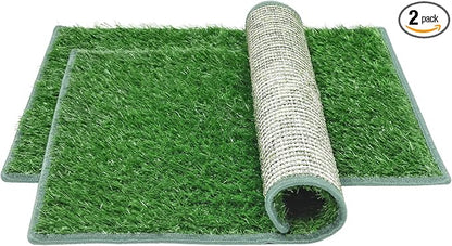 Artificial Dog Grass Pad 2 Pack，20"x 25" Replacement Fake Grass Turf Mat | Easy to Clean, with Drainage, Reusable, Realistic, Fake Grass Mat, for Apartment, Balcony, Outddor Use