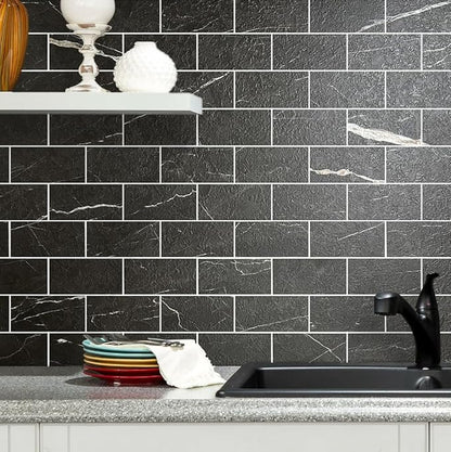 AULIGET 100 Piece Faux Stone Backsplash Peel and Stick PVC Tile, 3 Inch x 6