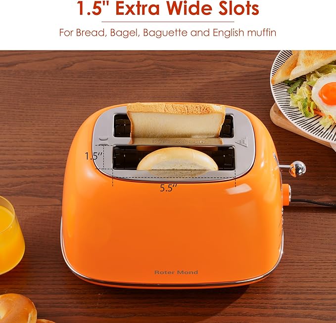 Roter Mond 2 Slice Toaster Retro Stainless Steel