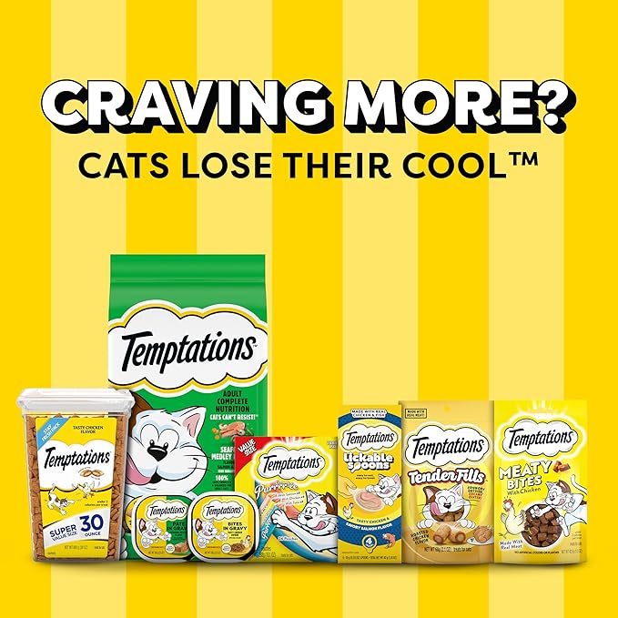 Temptations MixUps Catnip Fever Flavor Crunchy and Soft Cat Treats, 16 oz. Tub