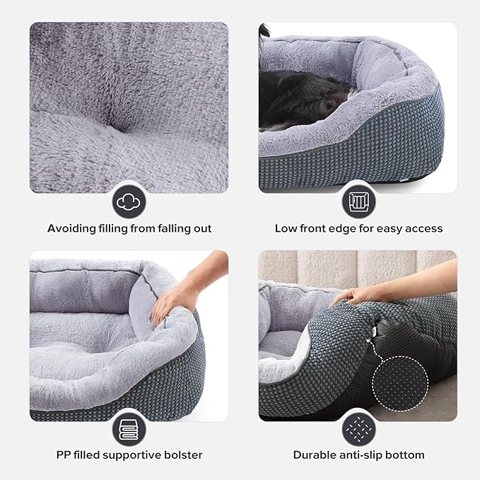 Small Dog Bed Washable Orthopedic Calming Warming Durable Pet Bed with Anti-Slip Bottom