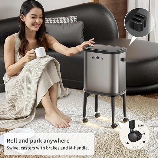 MRBIN Stainless Steel Slim Bathroom Trash Can