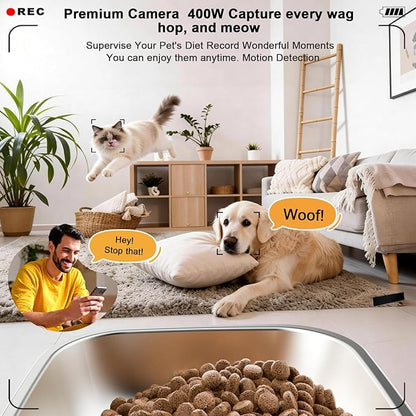 Automatic Cat Feeder,2.4G WiFi Automatic Dog Food Dispenser，Auto Dog Feeder with APP Control,5L Timed Auto Cats Food Dispenser w 2-Way Audio for Multiple Pet