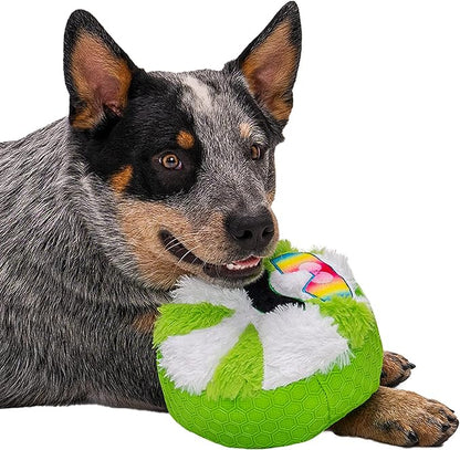 goDog Holiday Collection Mixed Materials TPE-Plush Cool Mint Squeaky Dog Toy, Chew Guard Technology - Green/White, One Size
