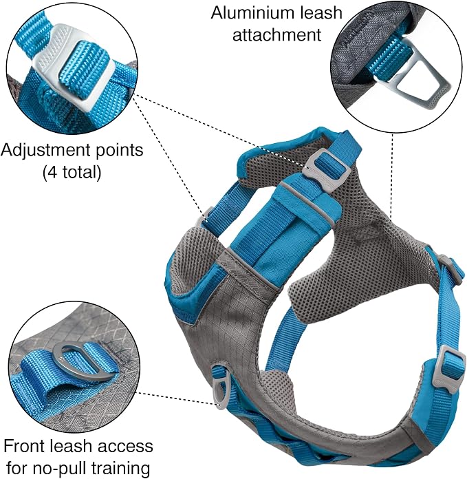 Kurgo Journey Air Dog Harness, Coral, Medium | Padded Chest, Ripstop Outer & Breathable Mesh, Back Assist Handle, Rust-Free Aluminum Hardware, Reflective Trim