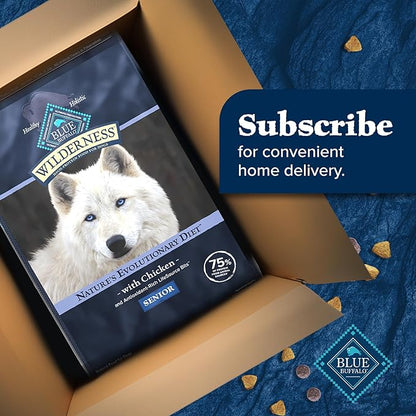 Blue Buffalo Wilderness Senior High Protein Dry Dog Food Wholesome Grains with Ingredients Chicken