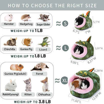 JanYoo Hedgehog Rat Bed Guinea Pig House Hamster Supplies Chinchilla Cage Ferret Rat Gerbil(S,Crocodile)